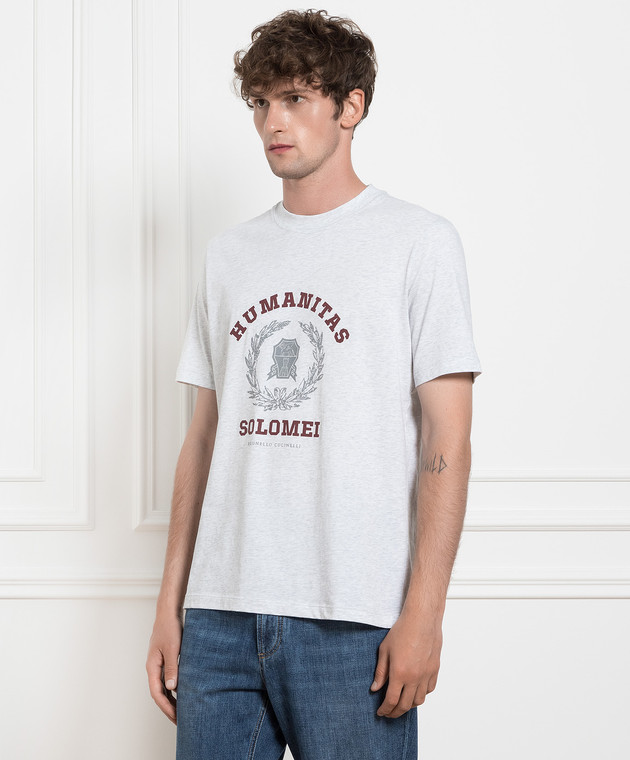 Brunello Cucinelli Gray melange t-shirt with logo print M0T618452 image 3