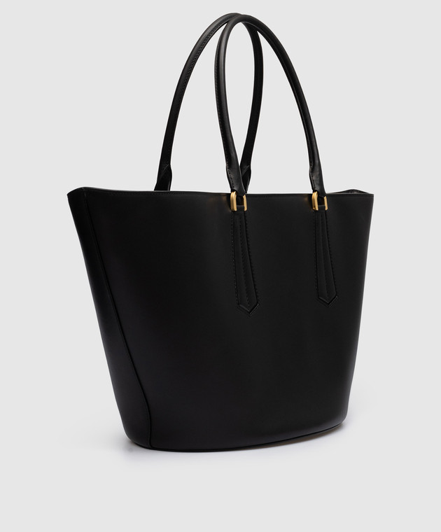 Max Mara - Vasel black leather tote bag with metal logo VASEL - buy ...