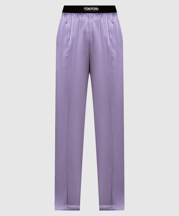 Purple Solid Silk Trousers