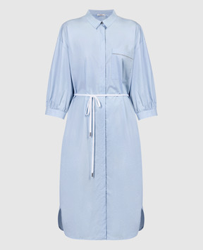Peserico Голубое платье-рубашка с цепочкой мониль S0256701979