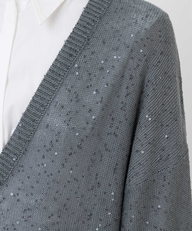 Brunello Cucinelli Серый пуловер из льна и шелка M10554212 изображение 5