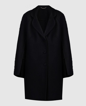 Ermanno Scervino Черное пальто из шерсти с фактурной вышивкой D436D310RHNG