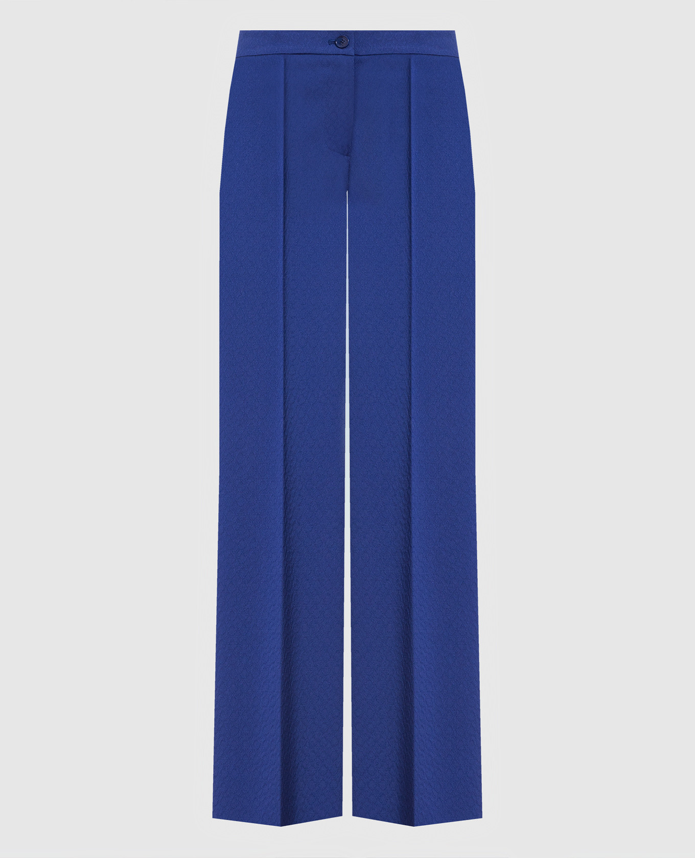 

Синие брюки-клеш из шерсти с фактурным узором, Синий, Брюки клеш