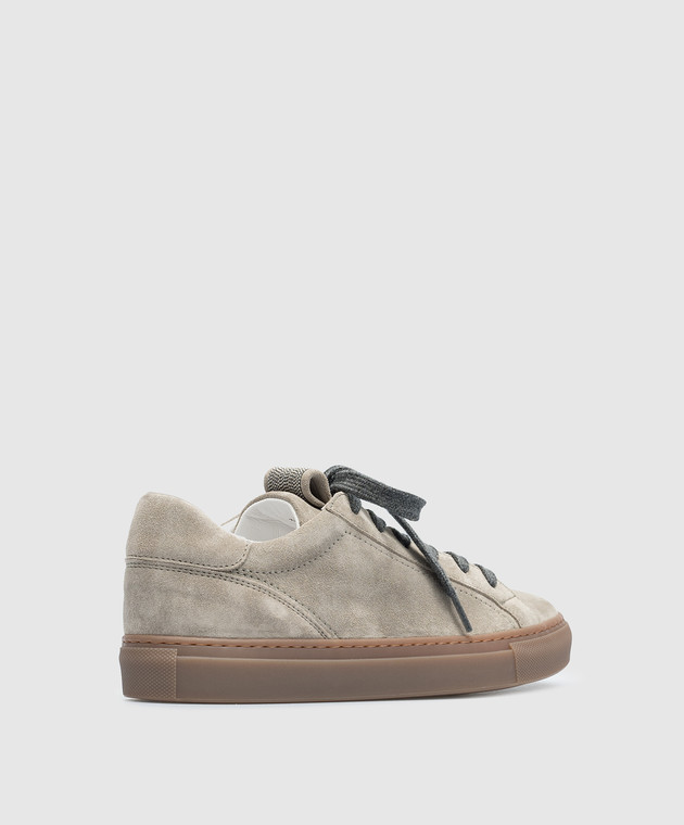 Brunello Cucinelli Серые замшевые кеды с цепочкой мониль MZSFG2525P изображение 3