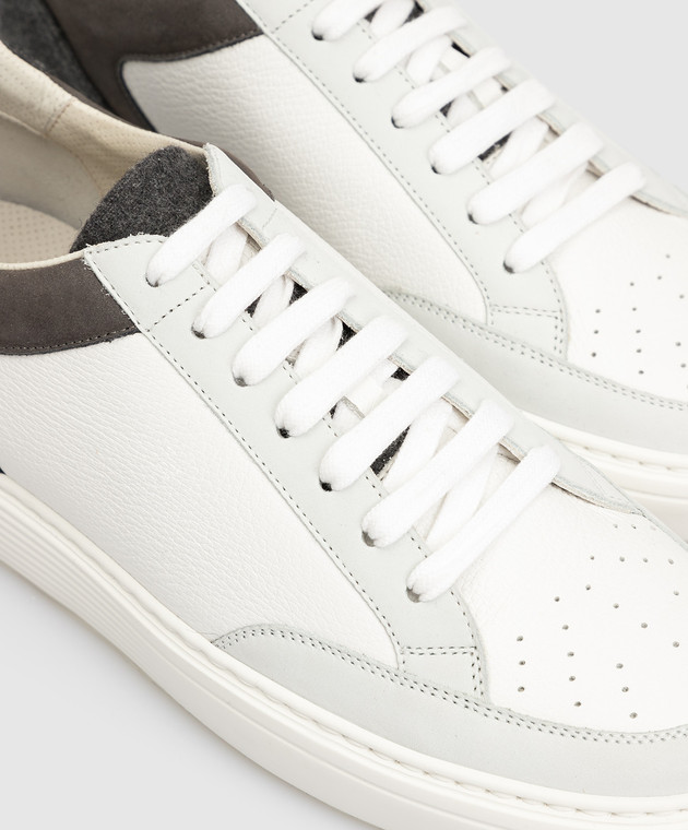 Brunello Cucinelli Белые кожаные сникеры MZUCPFJ226 изображение 5