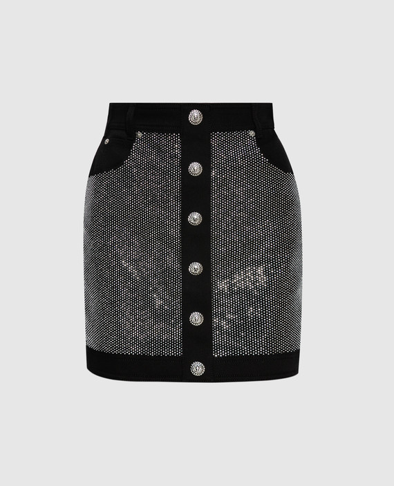 Black mini skirt with crystals