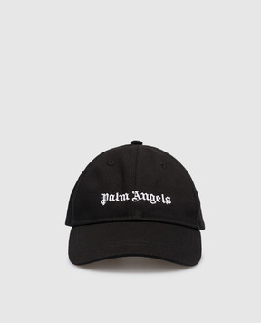 Palm Angels Children's black cap with logo embroidery PBLB002C99FAB001