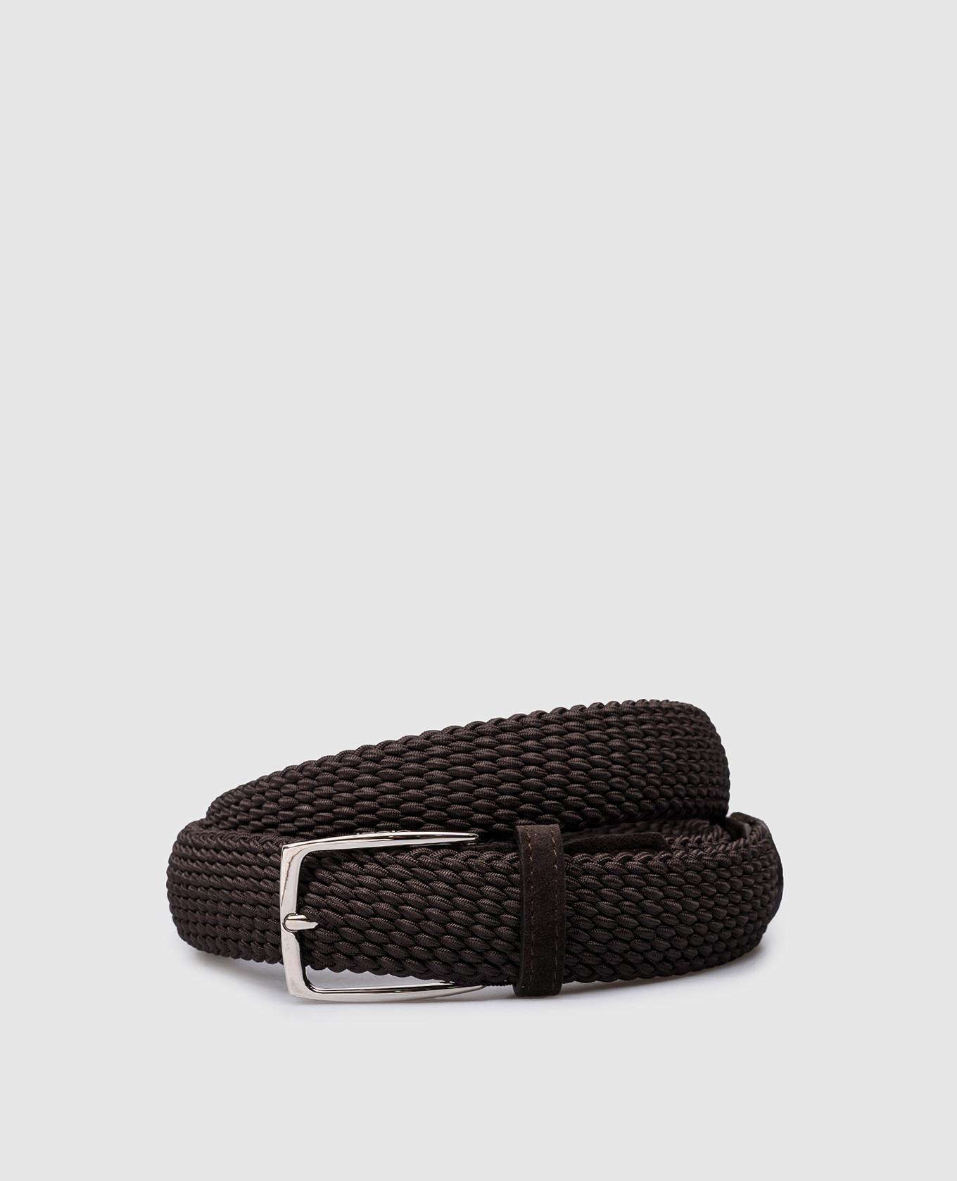 Blue woven belt with logo engraving