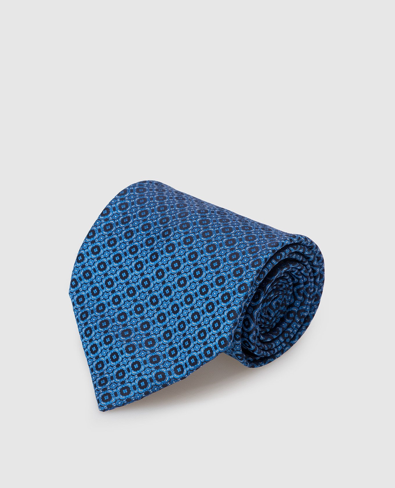 Темно-синий шелковый галстук в узор