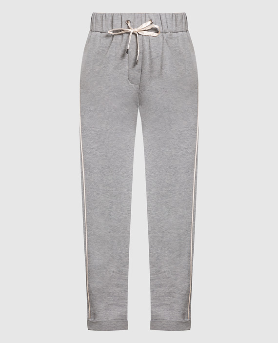 Gray trousers with monili chain