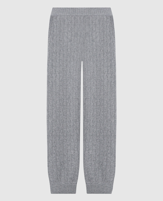 Gray joggers made of wool in a textured pattern