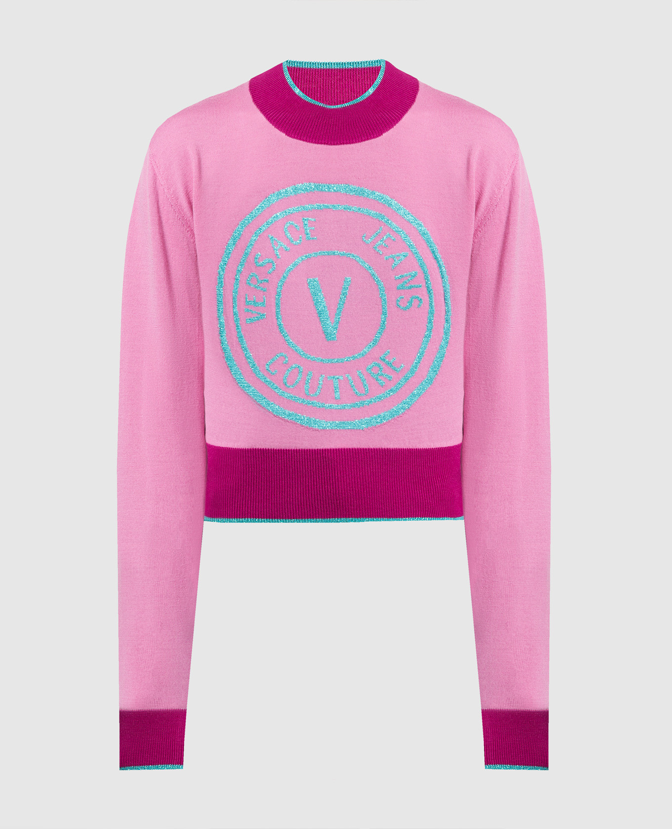 Pink wool jumper with logo