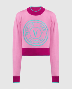 Versace Jeans Couture Розовый джемпер из шерсти с логотипом. 73HAFM21CM01A