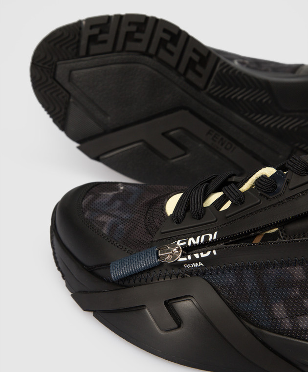 Fendi Black low top sneakers with elastic lacing 7E1519AHIJ image 4