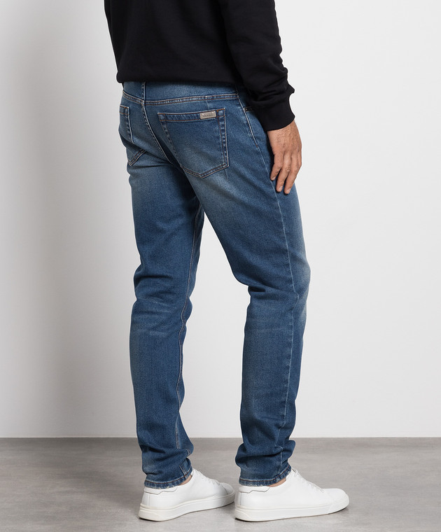 Balmain Blue slim jeans with a distressed effect BH1MG000DD64 image 4