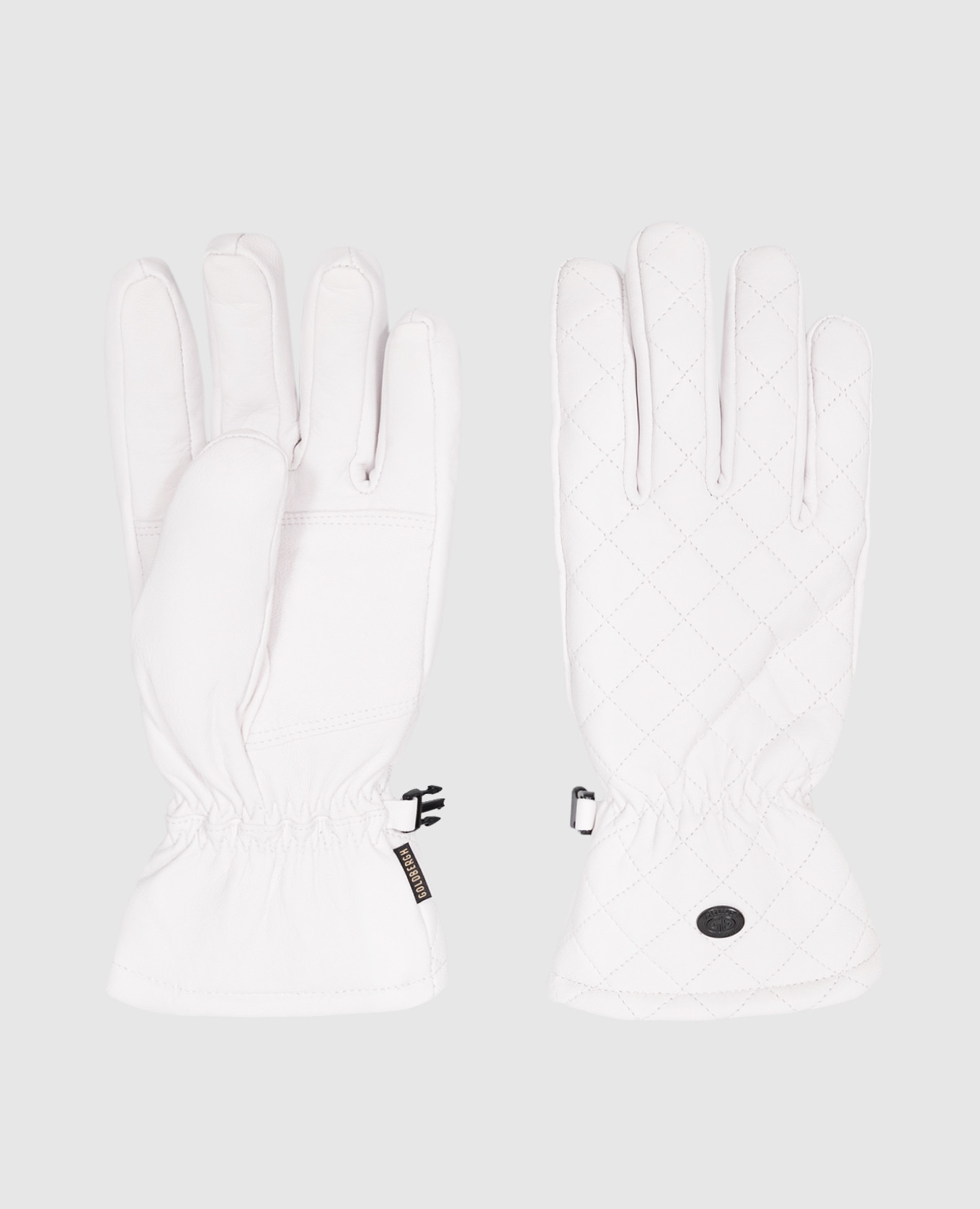 Белые кожаные перчатки Nishi с логотипом.