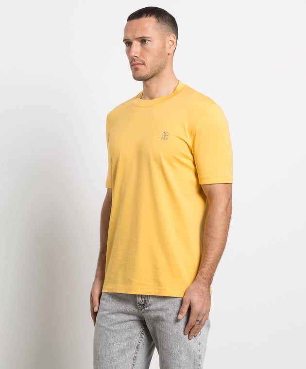Brunello Cucinelli Yellow t-shirt with logo print M0T618440 изображение 3