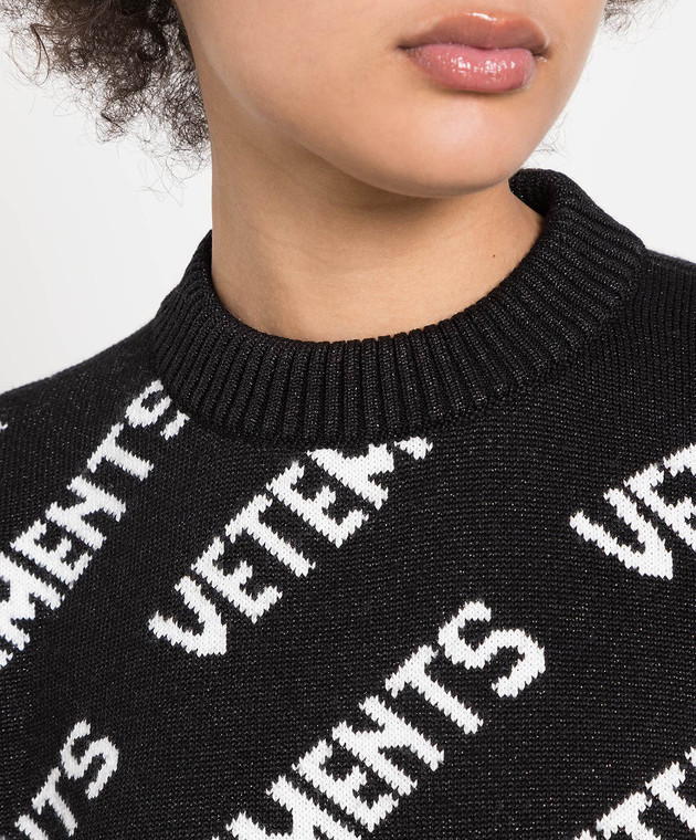 Vetements Black sweater in contrasting logo pattern UE54KN220B image 5