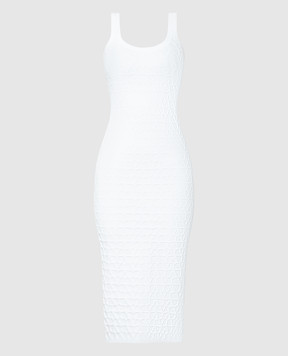 Valentino Белое платье миди в фактурный узор VLogo 4B3KD11F8F5