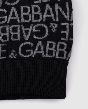 Dolce&Gabbana Детская черная шапка из шерсти с логотипом LBKHA4JCVQ5