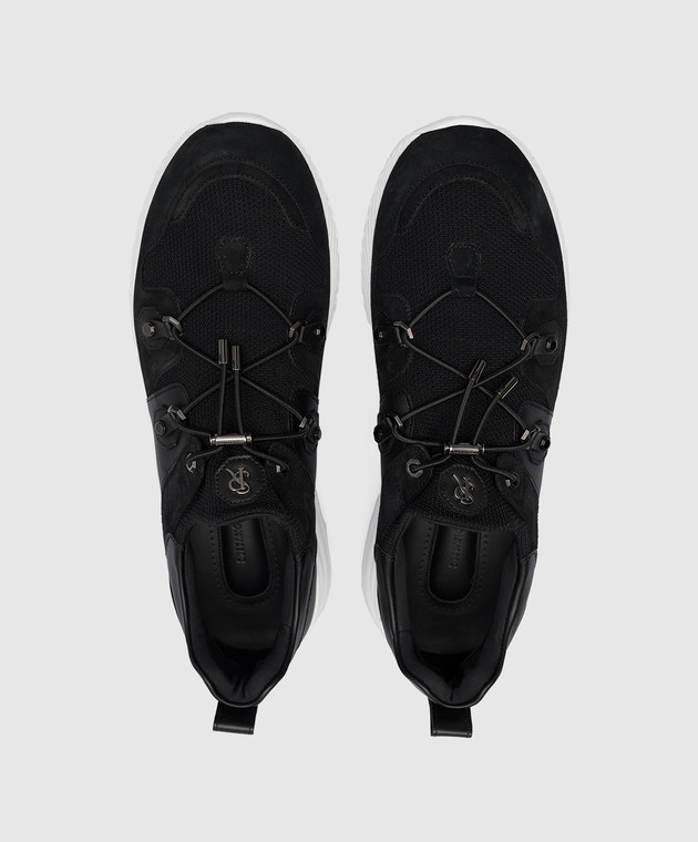 Stefano Ricci Black combination sneakers with metallic logo UF689G6425WYSDPT изображение 4