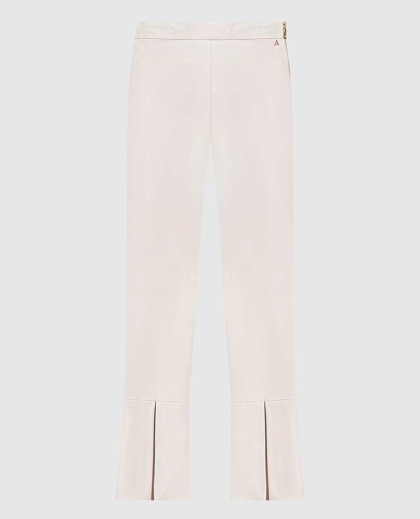 Beige flared pants with slits