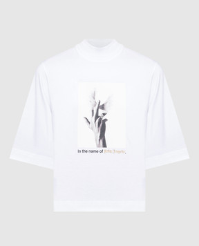 Palm Angels Біла футболка з принтом Wings PWAA020F23JER001