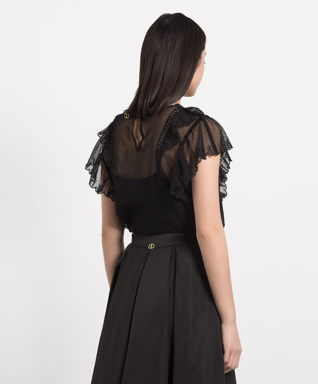 Twinset Black top with embroidery 231TP2023 изображение 4