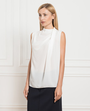 Brunello Cucinelli Біла блуза із шовку з ланцюжком моніль MB993BC204