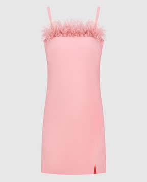 Twinset Розовое платье мини с перьями страуса 232TP2490