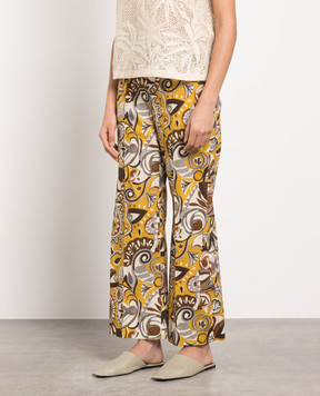 Max Mara Желтые брюки клеш Licia в абстрактный принт. LICIA
