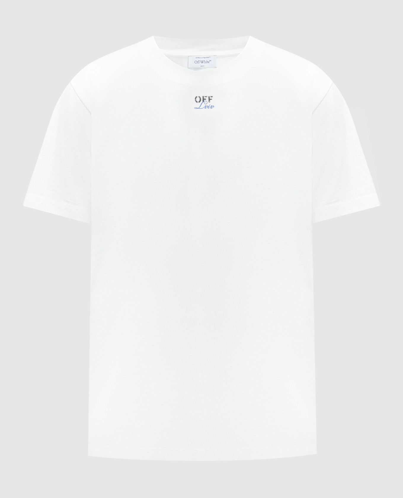 White t-shirt with Off-White Lviv print