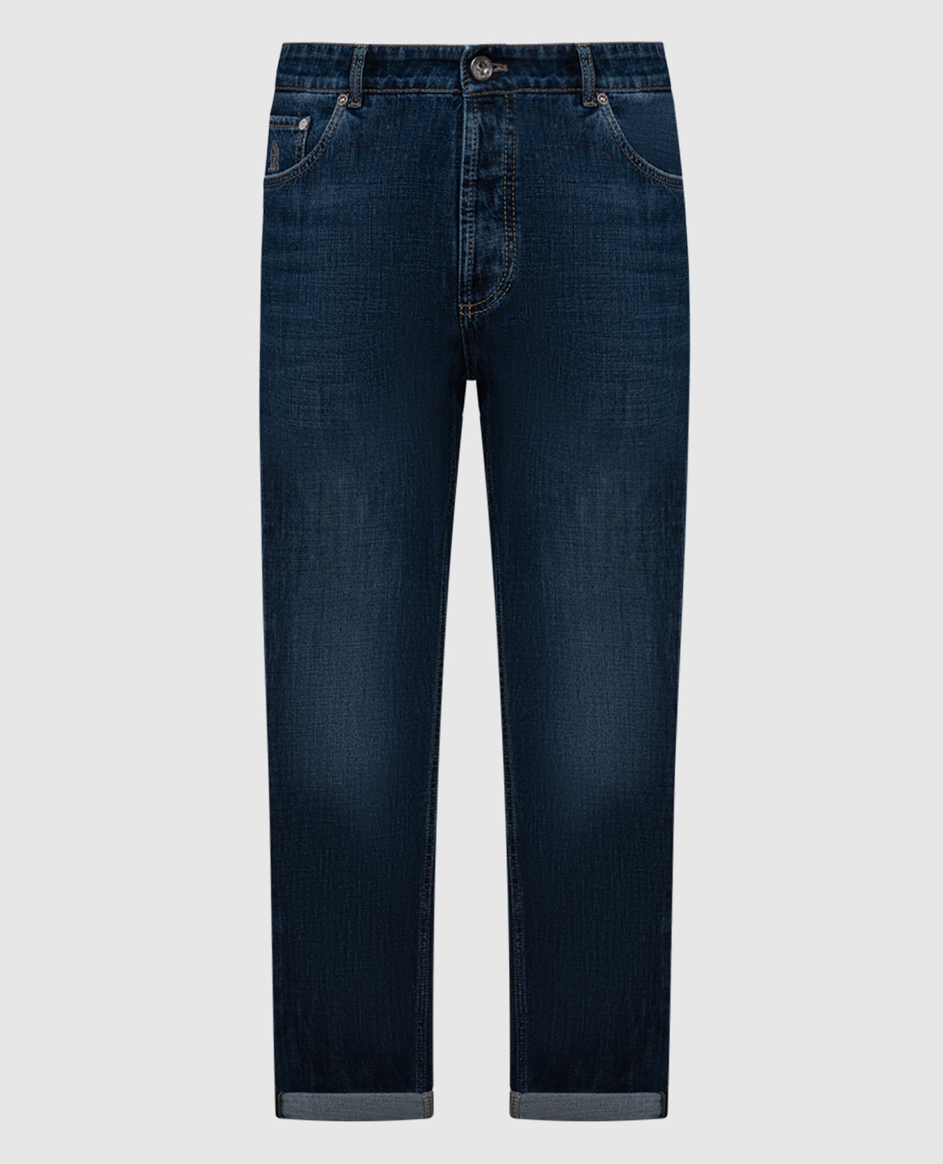 Синие джинсы с вышивкой логотипа