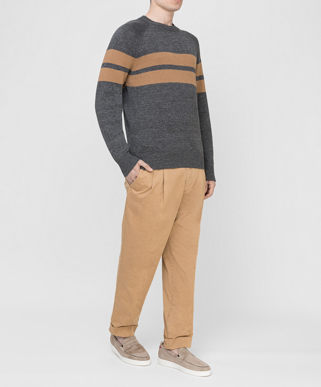 Brunello Cucinelli Темно-серый свитер из льна M2L79200 изображение 2
