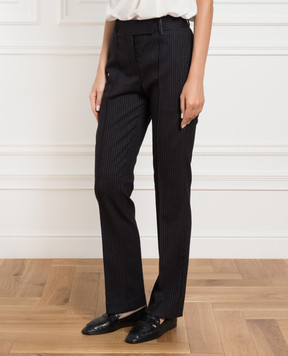Brunello Cucinelli Черные брюки из шерсти в полоску MB100P8356