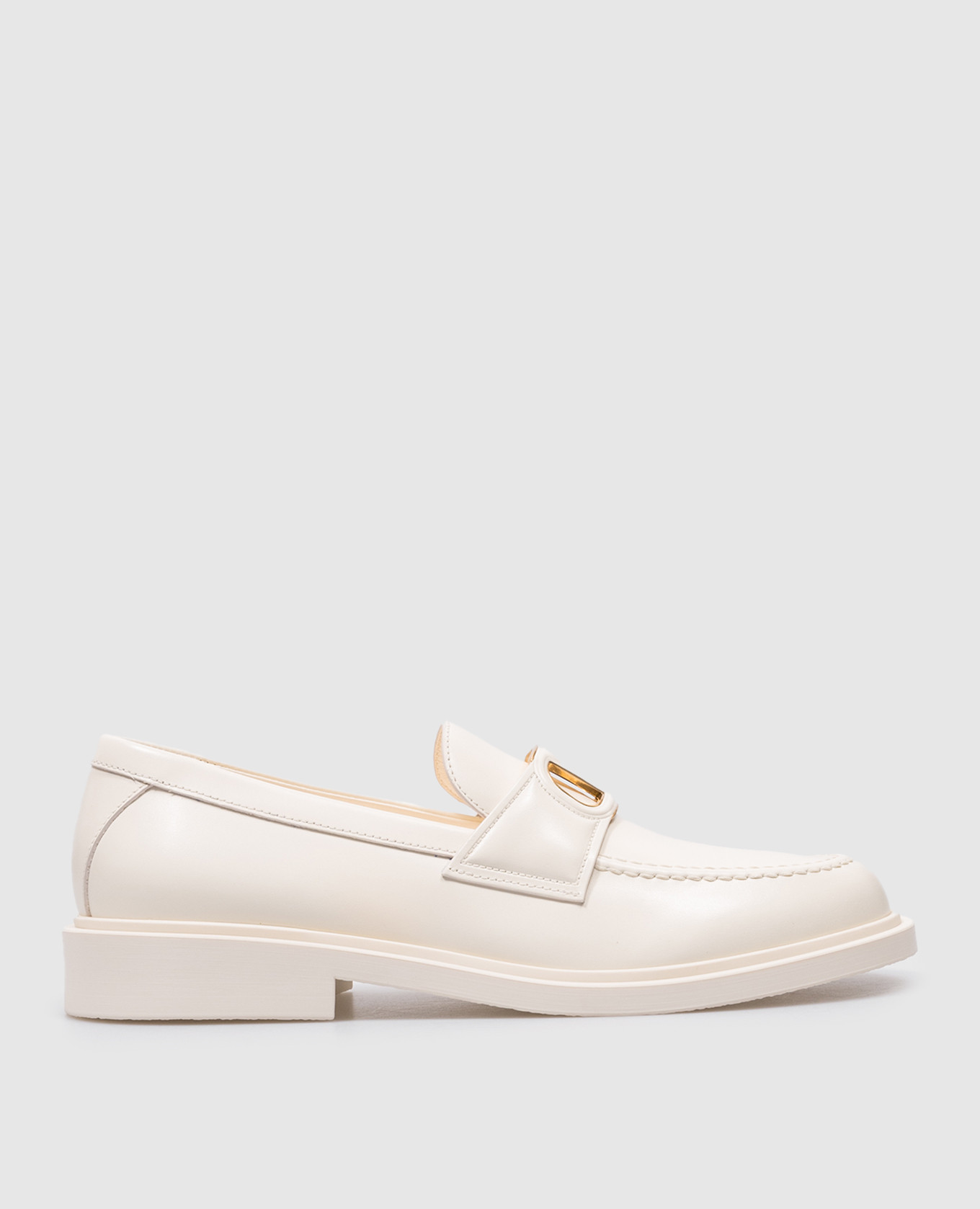 VLOGO SIGNATURE white leather loafers