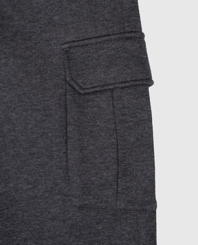 Brunello Cucinelli Дитячі сірі джогери-карго з ланцюжком моніль BD991P097B