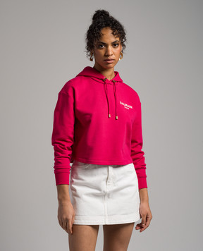 Balmain Рожеве худі з фактурним логотипом CF1JP040BB01