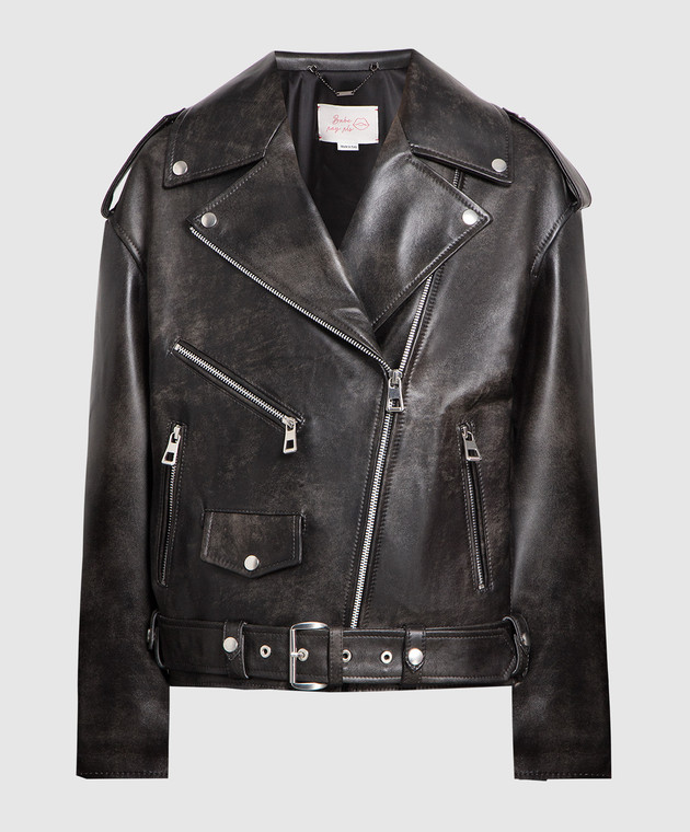 Babe Pay Pls - Black leather jacket with a worn effect 2106УКРANTIK buy ...