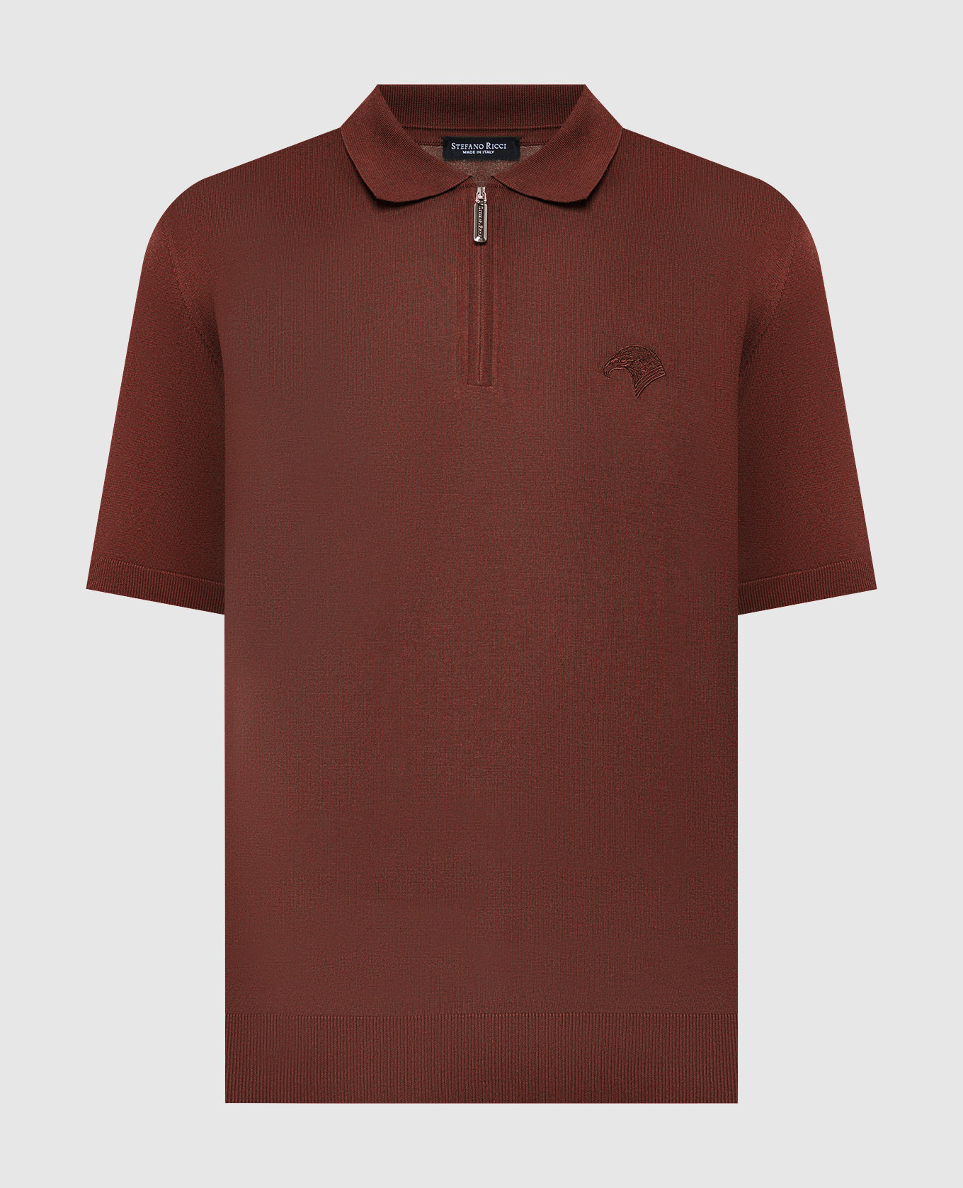 Brown polo shirt with logo emblem embroidery