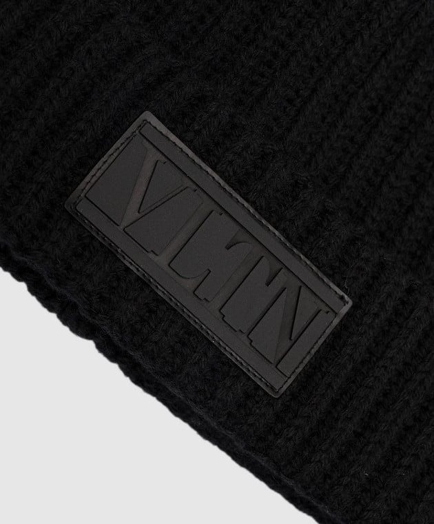Valentino Black wool cap with VLTN logo 3Y2HB01RHUN image 4