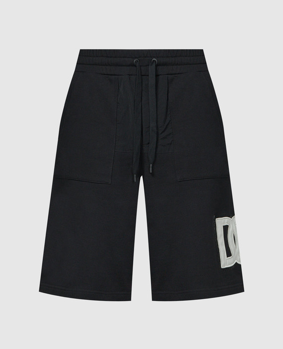 Black combo shorts with logo patch