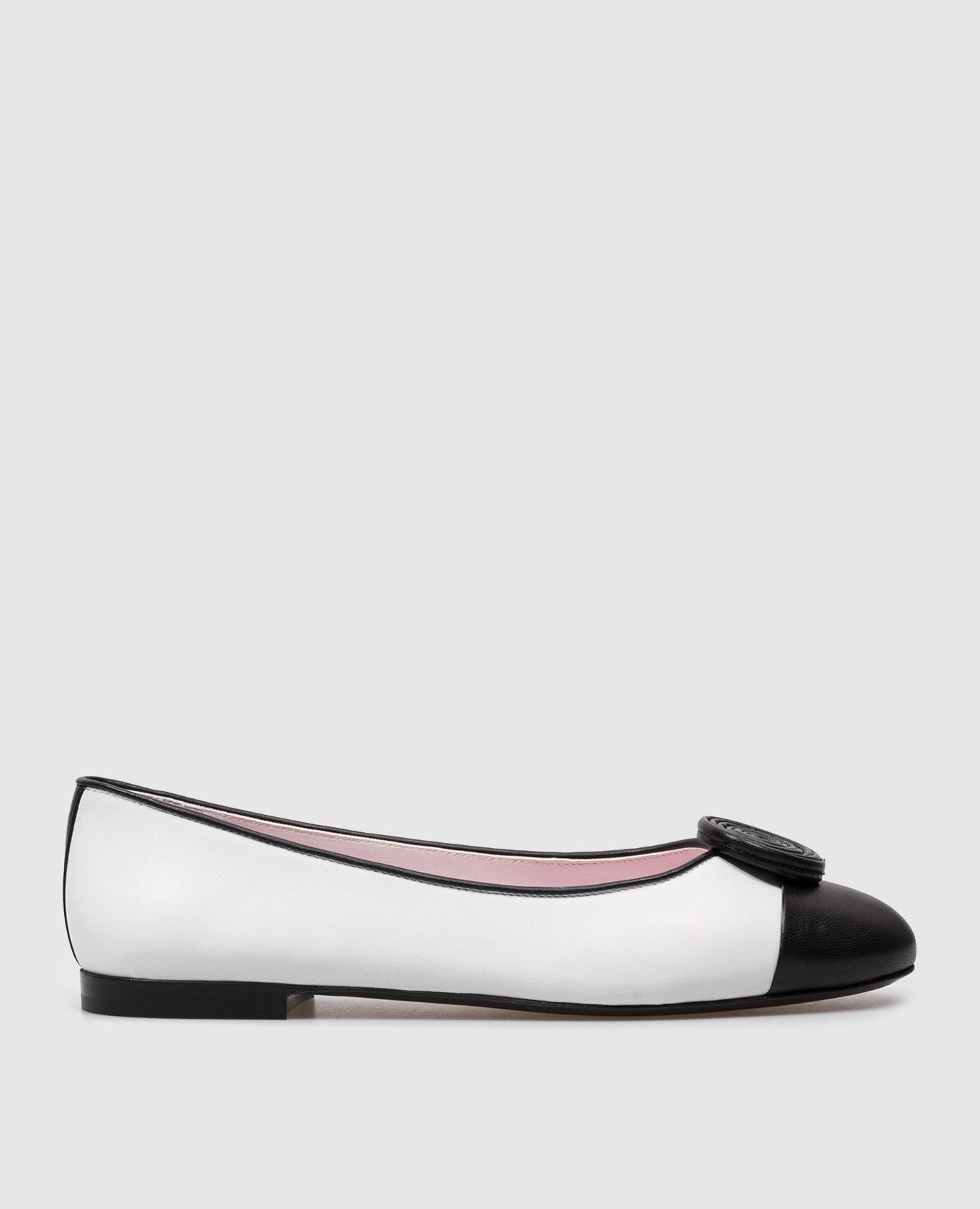 White leather Dollie ballet flats with textured appliqué