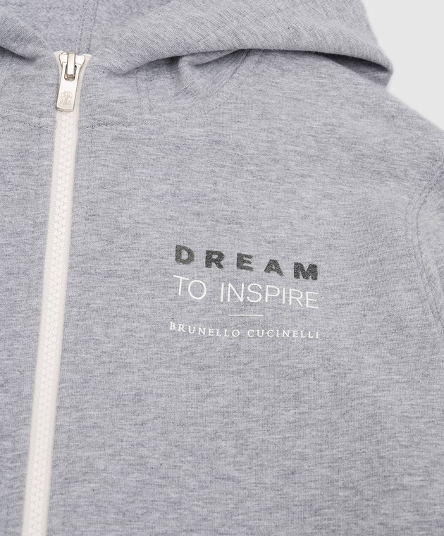 Brunello Cucinelli Kids Dream To Inspire print hooded jacket - Grey