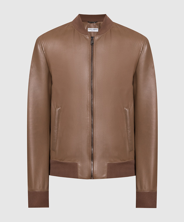 Dolce&Gabbana Brown leather bomber jacket G9PB9LGEZT6