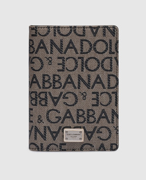Dolce&Gabbana Gray passport cover with logo print BP2215AJ705