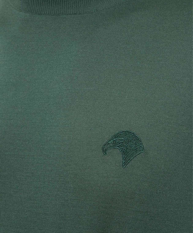 Stefano Ricci Темно-зелений джемпер із вовни з вишивкою у вигляді голови орла K303071G01F22345 зображення 5