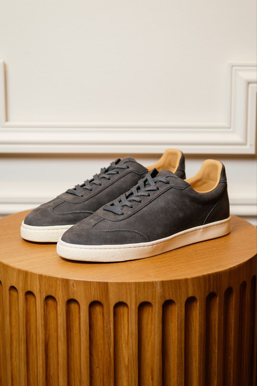 Brunello Cucinelli Серые кожаные кеды MZUMSAN274 изображение 6