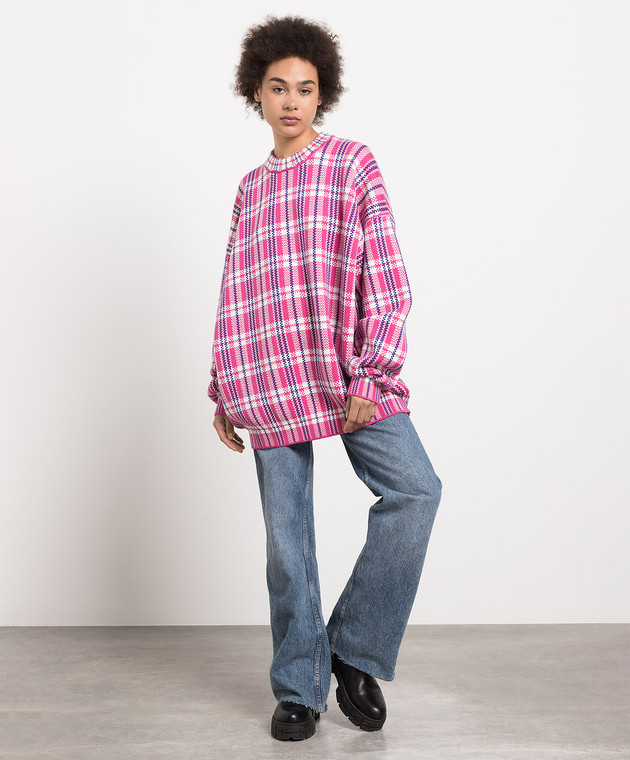 Vetements Pink check wool sweater UE54KN100H image 2