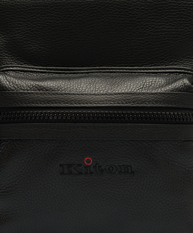 Kiton Черный кожаный рюкзак с логотипом UBBACKN00845 изображение 5